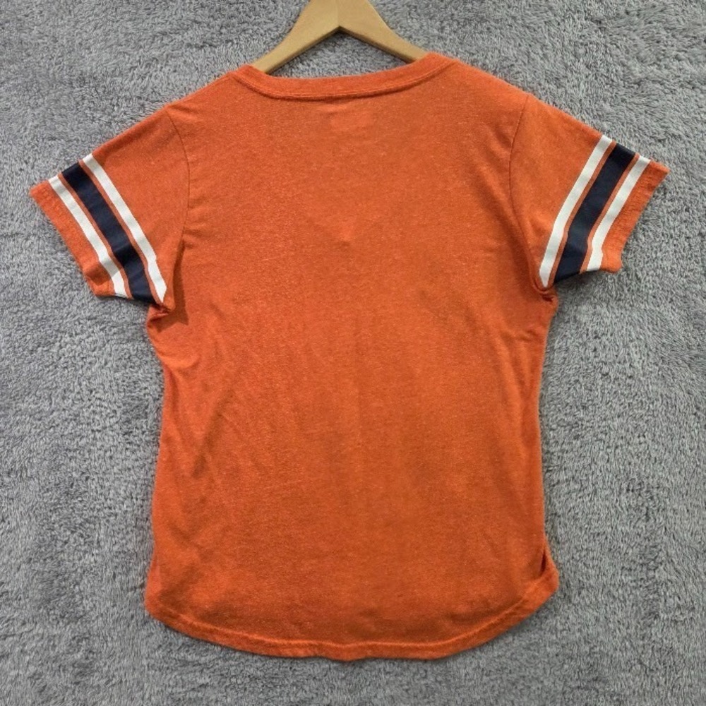 Denver Broncos Women's Large Bling T-Shirt Rhinestone V-Neck Orange NFL Sparkly - Picture 11 of 12